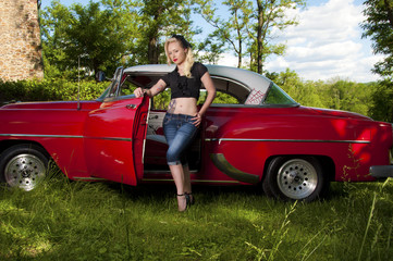 Pinup with Hot rod