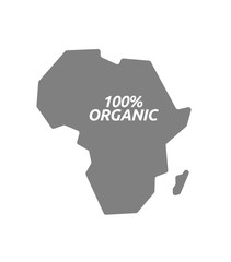 Isolated Africa map with    the text 100% ORGANIC