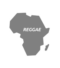 Isolated Africa map with    the text REGGAE