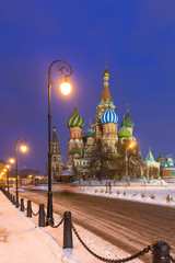 Obraz premium St. Basils Cathedral at night, Russia