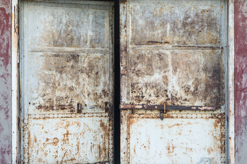 old warehouse doors, rusty metal background