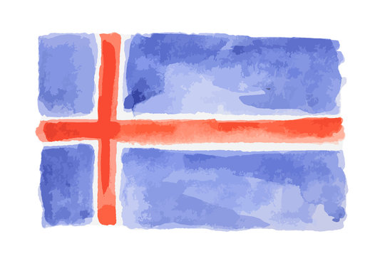 Watercolor isolated flag of Norway on white background