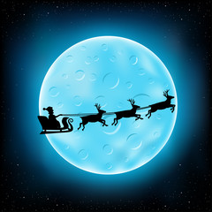 Naklejka premium blue moon and flying Santa