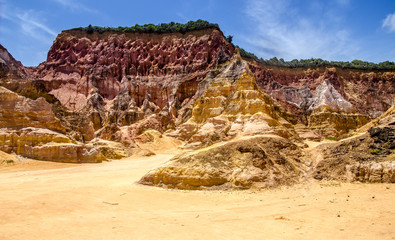 Northeast Brazil . Spectacular Cliffs near Gunga beach in Alagoas state .