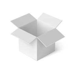 3d open white box. Realistic package cardboard box. Vector illustration