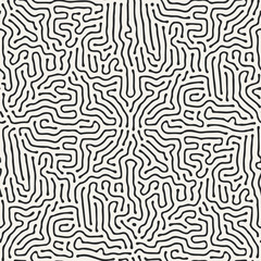 Fototapeta premium Diffusion reaction vector seamless pattern. Black and white organic shapes, lines pattern. Abstract Background illustration