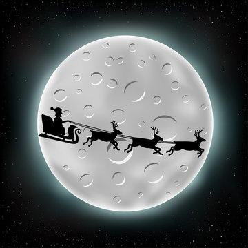 moon and flying Santa