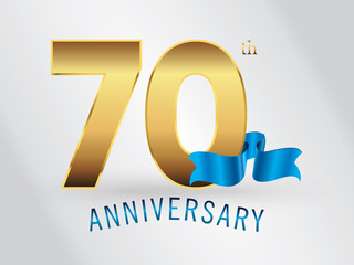 70 Years Anniversary Gold Logo and Blue Ribbon