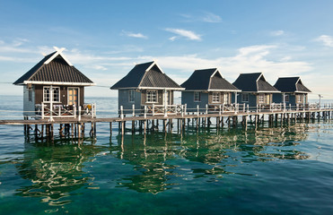 Water houses on Mabul island - Borneo, Sabah, Malaysia