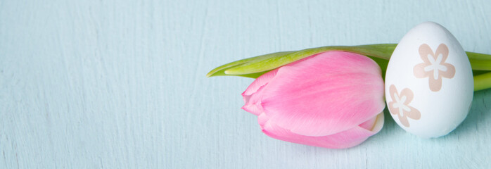 tulpe und osterei mit freifläche