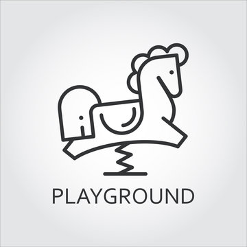 Line simplicity icon of childrens rocking horse. Playground concept