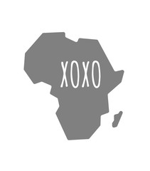 Isolated Africa map with    the text XOXO