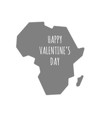 Isolated Africa map with    the text HAPPY VALENTINES DAY