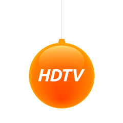 Isolated christmas ball with    the text HDTV