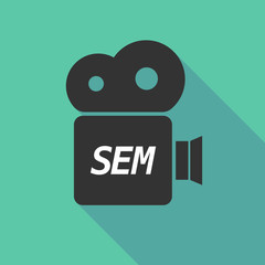 Long shadow camera icon with    the text SEM
