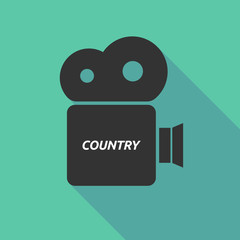 Long shadow camera icon with    the text COUNTRY