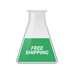 Isolated test tube with    the text FREE SHIPPING