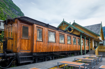 Retro train in Flam, Norway. © AlexanderNikiforov