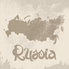 Russia. Abstract grunge vector background with lettering and map
