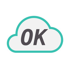 Isolated cloud icon with    the text OK