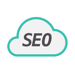 Isolated cloud icon with    the text SEO