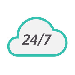 Isolated cloud icon with    the text 24/7