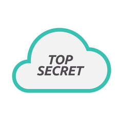 Isolated cloud icon with    the text TOP SECRET