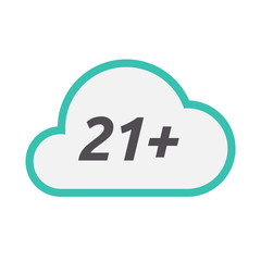 Isolated cloud icon with    the text 21+