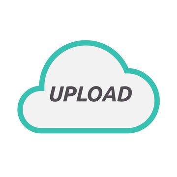 Isolated cloud icon with    the text UPLOAD