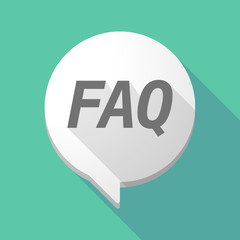 Long shadow comic balloon with    the text FAQ