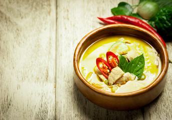 Green curry thai food.