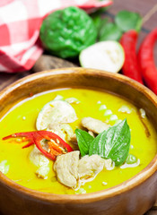 Green curry thai food.