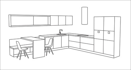 Kitchen design concept for modern house.