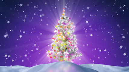 decorated christmas tree at night