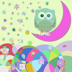 Card with two owls on branch at day