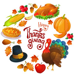 Round frame with Thanksgiving icons