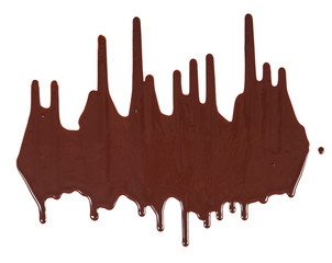 Chocolate syrup drip pattern isolated on a white background