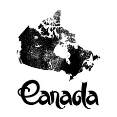 Canada. Abstract monochrome vector background with lettering and grunge map