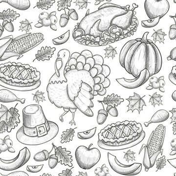 Seamless pattern of Thanksgiving icons