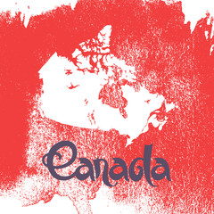 Canada. Abstract vector grunge background with lettering and map
