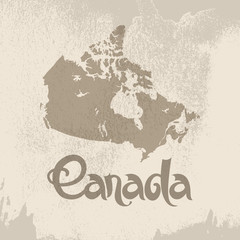 Canada. Abstract vector grunge background with lettering and map
