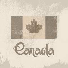 Canada. Abstract vector grunge background with lettering and flag
