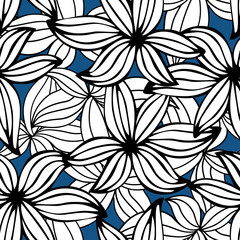 Beautiful monochrome floral ornament. Vector seamless pattern.
