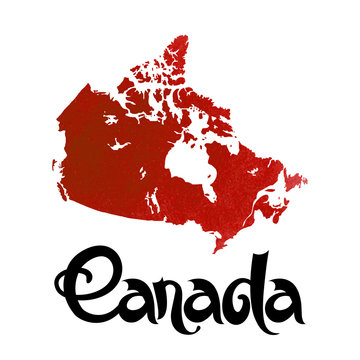 Canada. Abstract vector background with lettering and watercolor map