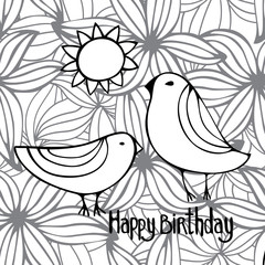 Cute Holiday Card. Monochrome vector Illustration.