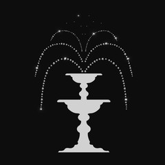 abstract magic fountain with diamonds, glowing effects, shine on a black background