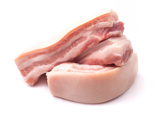 Pork belly on a white background