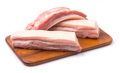 Pork belly on a white background