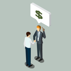Business partnership or Businessmen Discussion, isometric busine