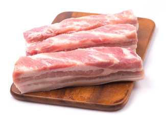 Pork belly on a white background